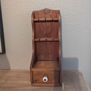Vintage Wooden Spoon Rack Display with drawer Manchester Wood